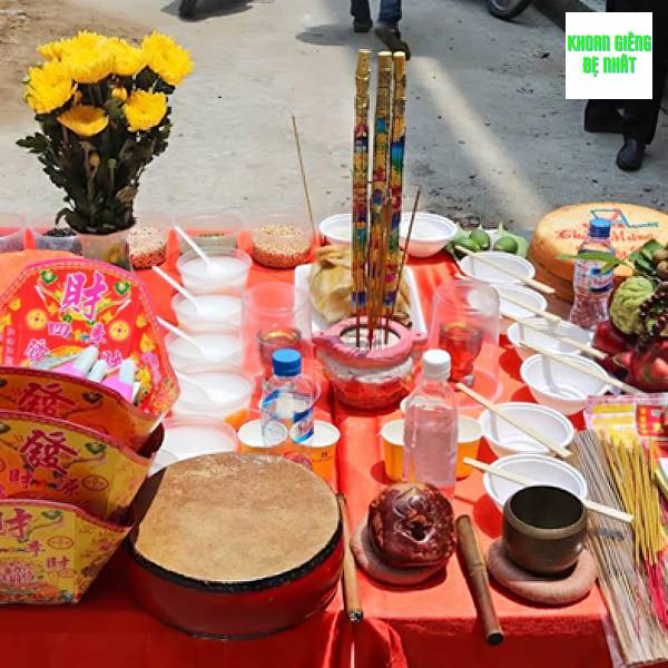 Lễ vật sắm cúng khoan giếng thể hiện lòng thành kính