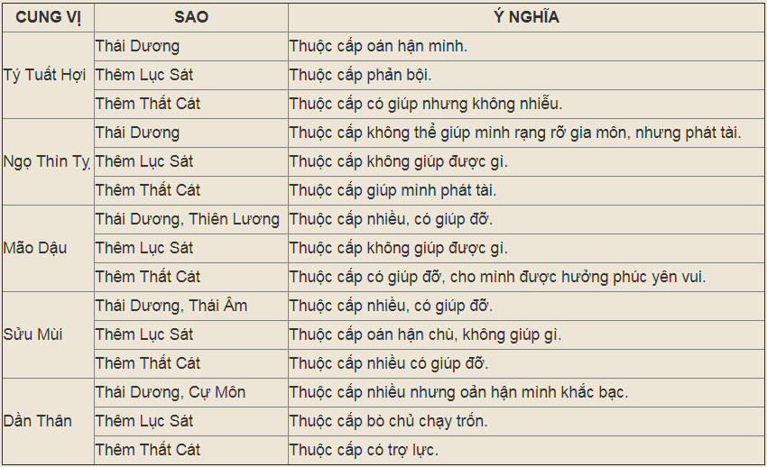 Luận giải sao Thái Dương tại cung Nô Bộc trong tử vi đẩu số