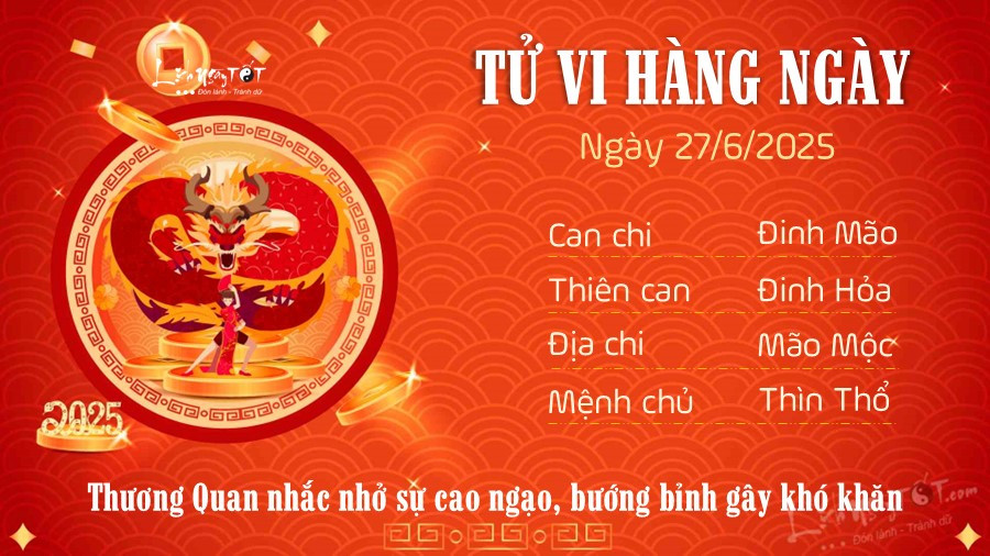 Luận giải tử vi ngày 27/6/2025 tuổi Thìn: gia đình hòa thuận, cẩn trọng trong công việc