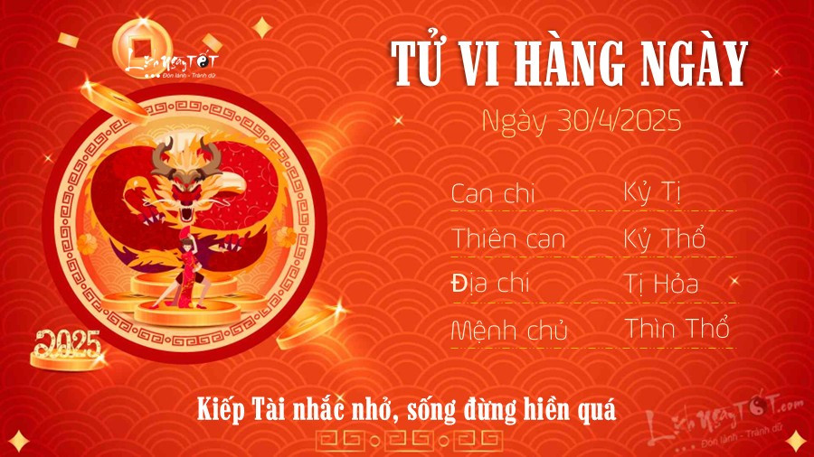 Luận giải tử vi ngày 30/4/2025 tuổi Thìn
