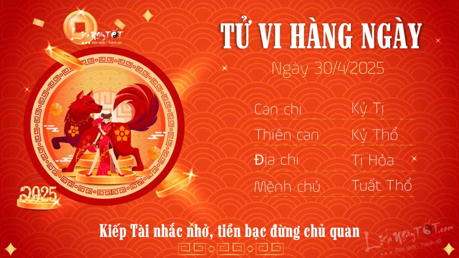 Luận giải tử vi ngày 30/4/2025 tuổi Tuất