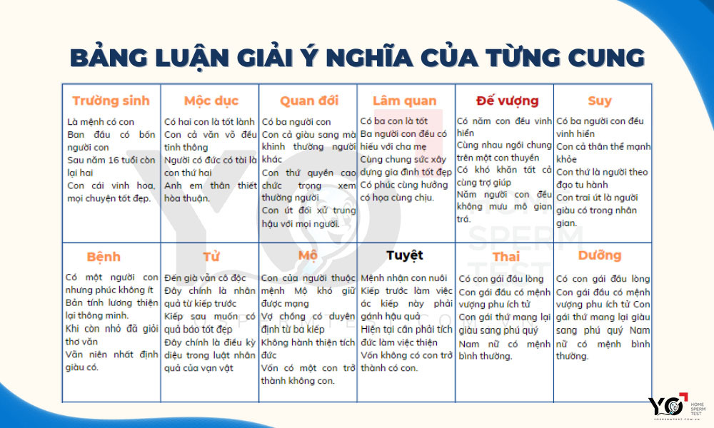 Luận giải ý nghĩa 12 cung vòng Tràng Sinh liên quan đến con cái