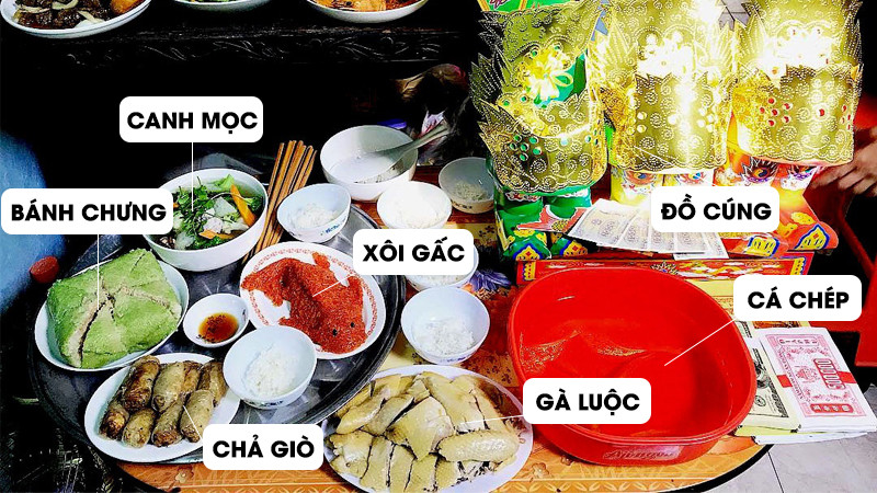 Mâm cỗ cúng Ông Công Ông Táo truyền thống