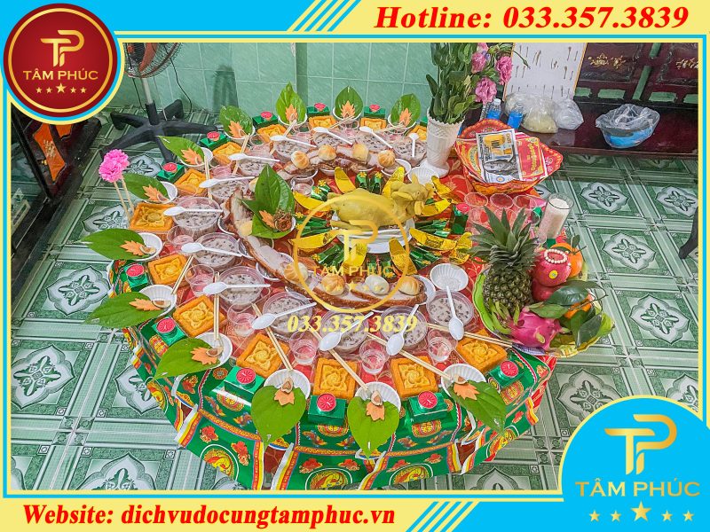 Mâm cúng đầy tháng truyền thống với các lễ vật