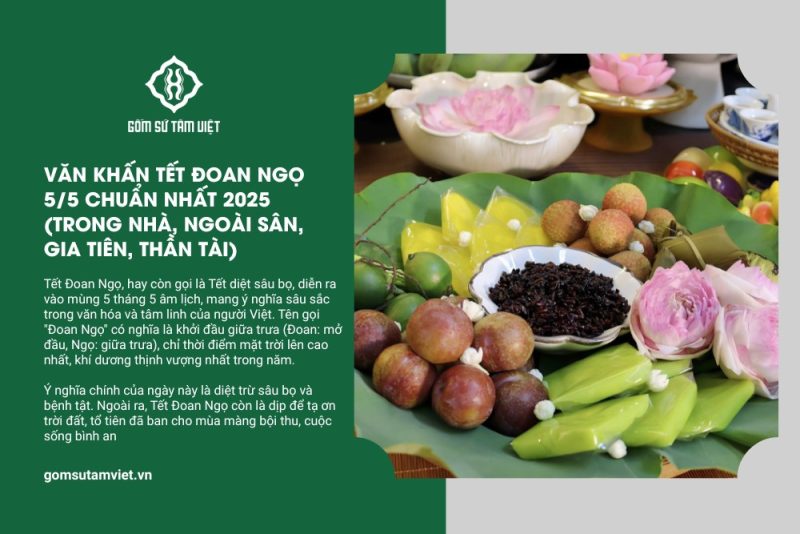 Mâm cúng truyền thống với văn khấn ngày 5/5, thể hiện lòng thành kính trong ngày Tết Đoan Ngọ.