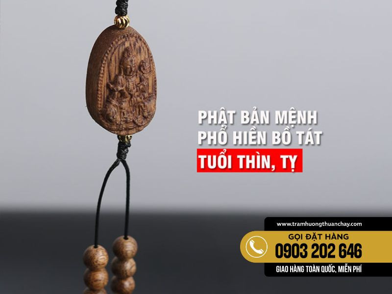 Móc khóa trầm hương Phật Phổ Hiền Bồ Tát