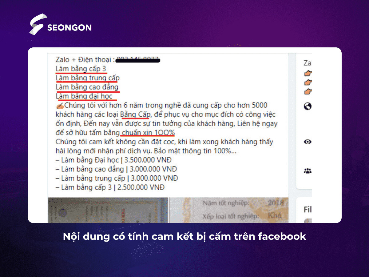 Nội dung cam kết 100% sẽ bị Facebook từ chối, hãy check từ vi phạm chính sách Facebook để tránh