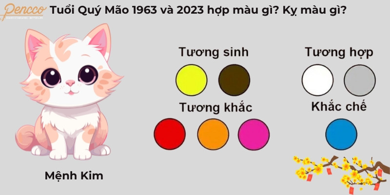 Quý Mão 1963, 2023 hợp màu trắng, xám, vàng nhạt và nâu, vàng đậm