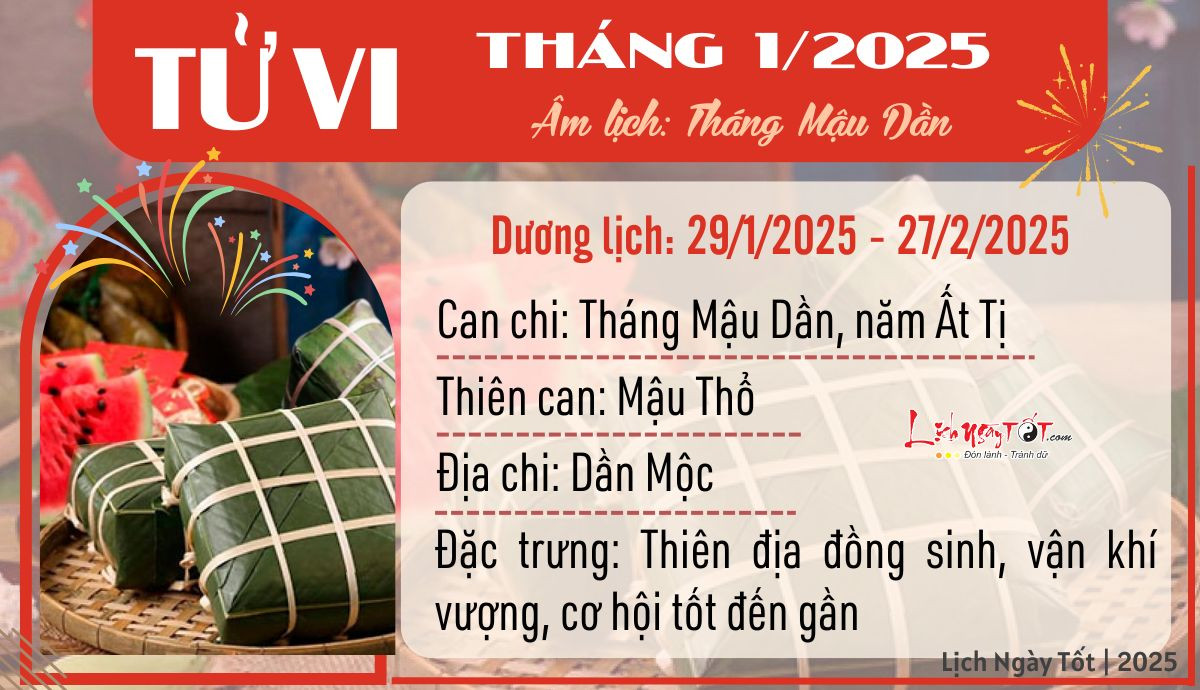 Tổng quan tử vi tháng 1 2025 của 12 con giáp