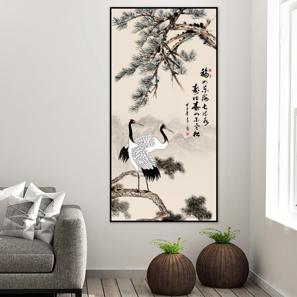 tranh tùng hạc diên niên tăng vượng khí phong thủy