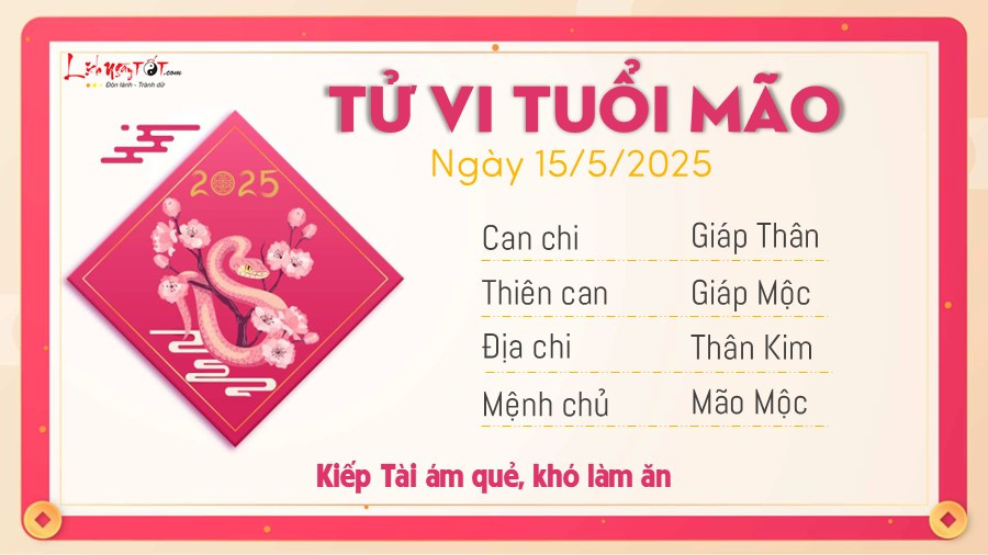 Tử vi 15/5 tuổi Mão