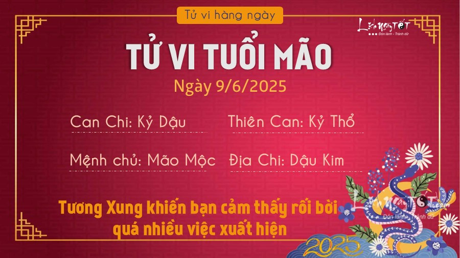 Tử vi 9/6/2025 tuổi Mão: Cần thận trọng và bình tĩnh