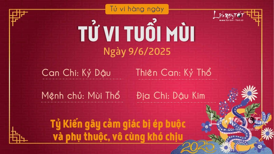 Tử vi 9/6/2025 tuổi Mùi: Cẩn trọng trong công việc và tài chính