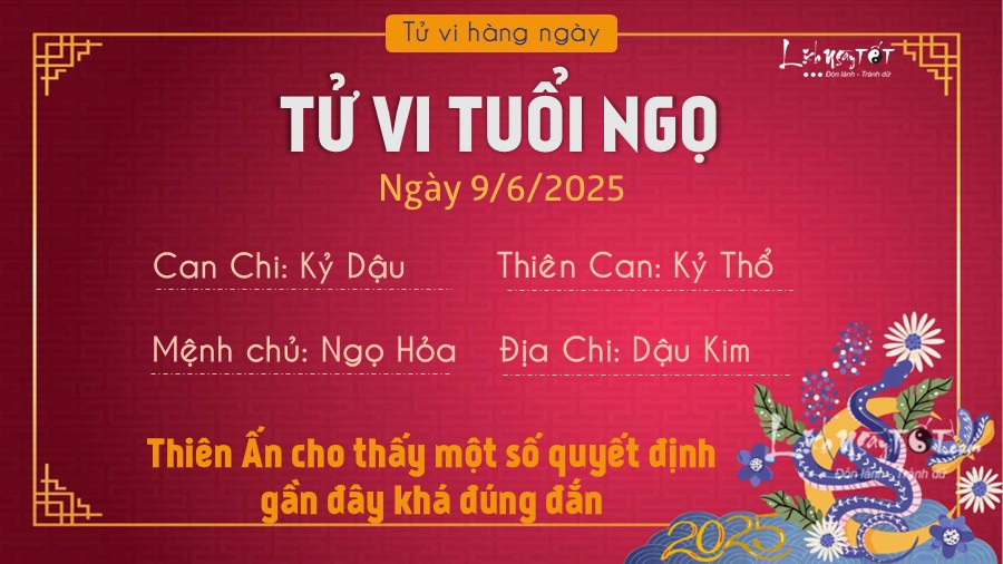 Tử vi 9/6/2025 tuổi Ngọ: Danh tiếng vang xa nhưng tình cảm biến động