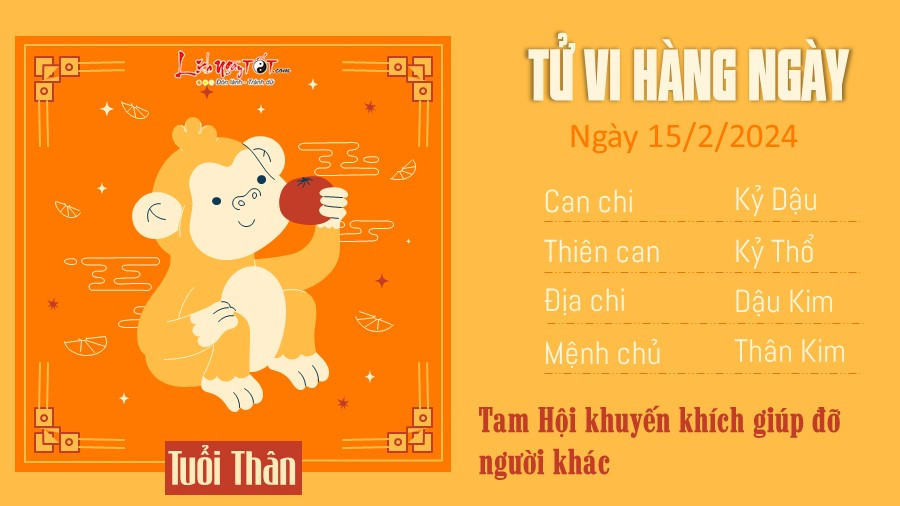 Tử vi ngày 15 tháng 2 cho tuổi Thân