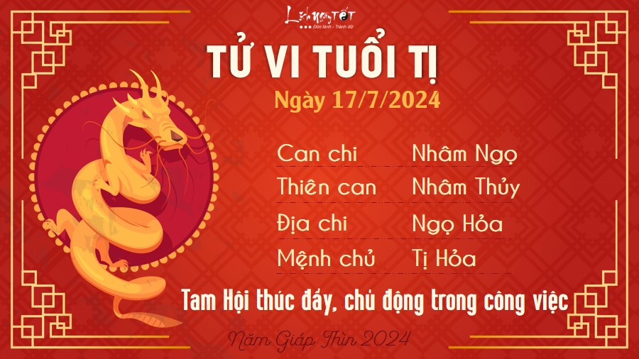 Tử vi ngày 17 tháng 7 tuổi Tỵ: Công việc và tài lộc phát triển, nhưng cần chọn ngày lành để hành sự