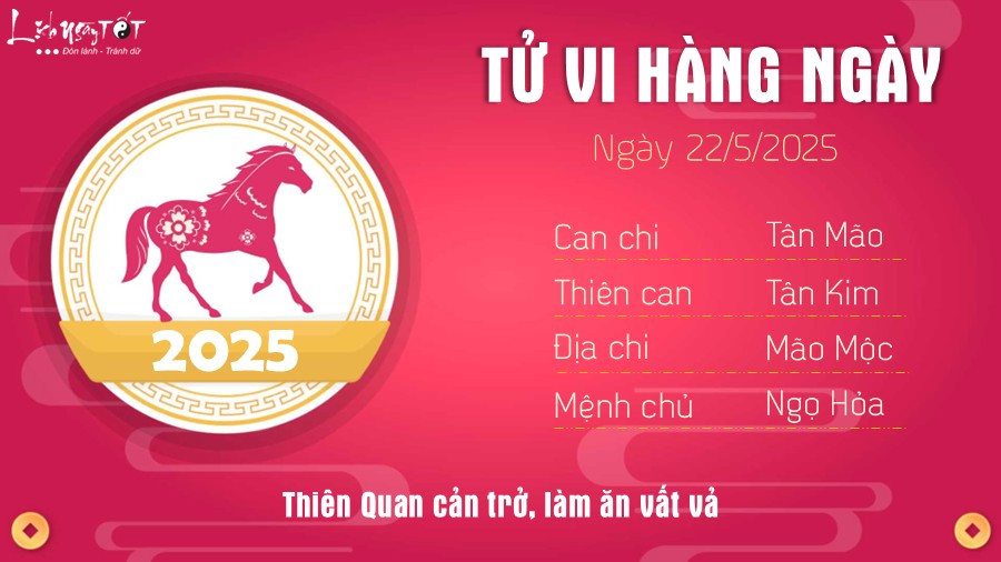Tử vi ngày 22/5/2025 tuổi Ngọ: Cẩn trọng tiểu nhân và tiền bạc