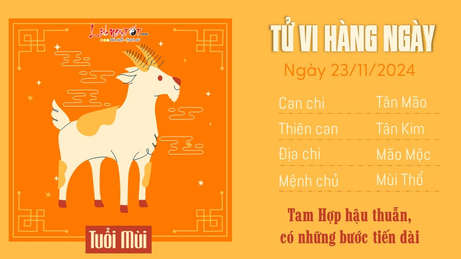 Tử vi ngày 23 tháng 11 năm 2024 của 12 con giáp - Tuổi Mùi