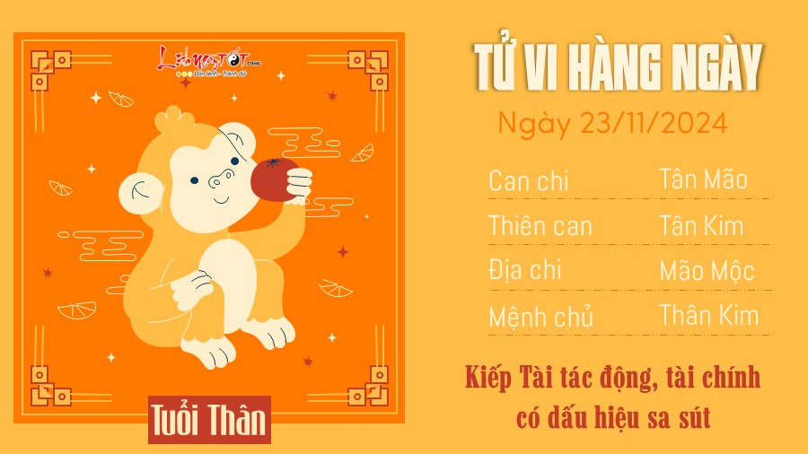 Tử vi ngày 23 tháng 11 năm 2024 của 12 con giáp - Tuổi Thân