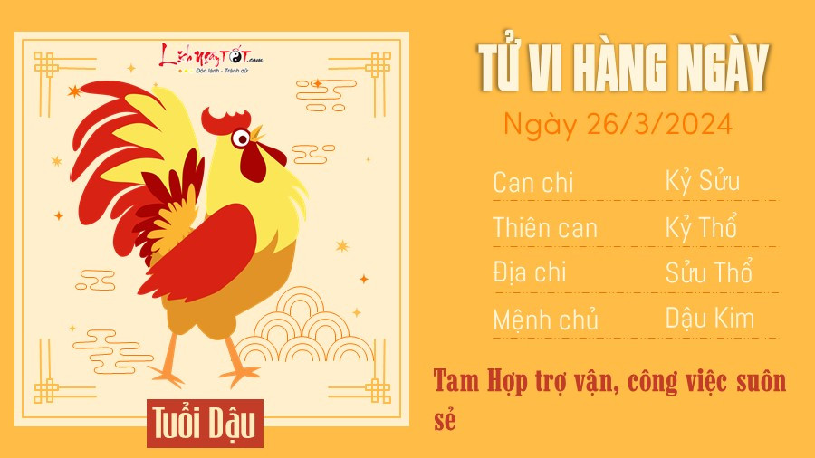 Tử vi ngày 26 3 của 12 con giáp tuổi Dậu
