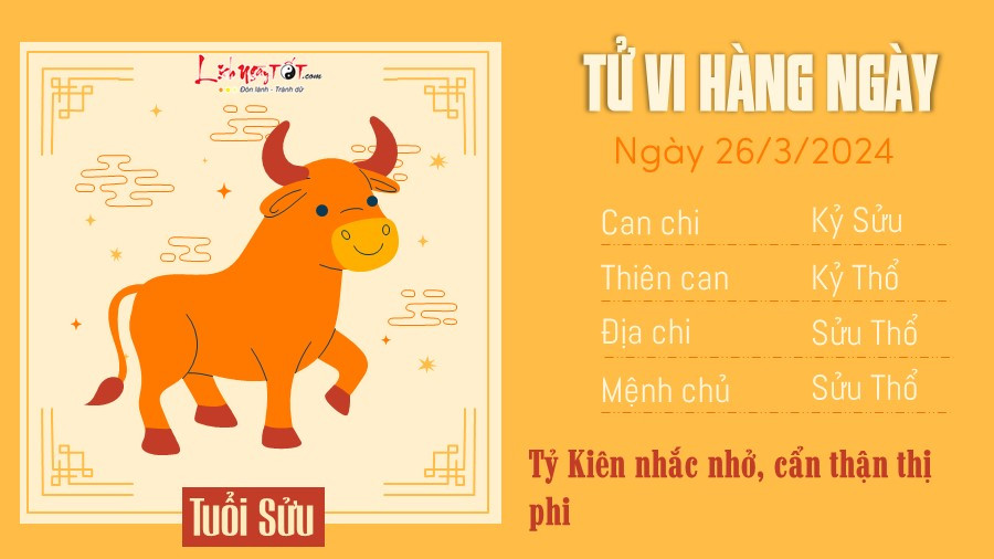 Tử vi ngày 26 3 của 12 con giáp tuổi Sửu