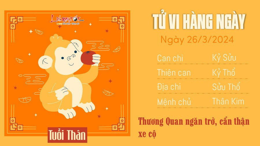 Tử vi ngày 26 3 của 12 con giáp tuổi Thân
