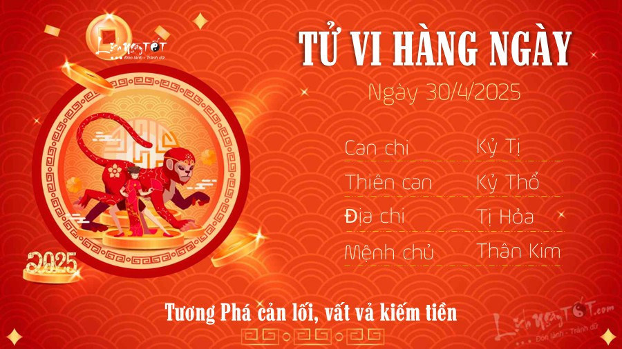 Tử vi ngày 30/4/2025 cho người tuổi Thân