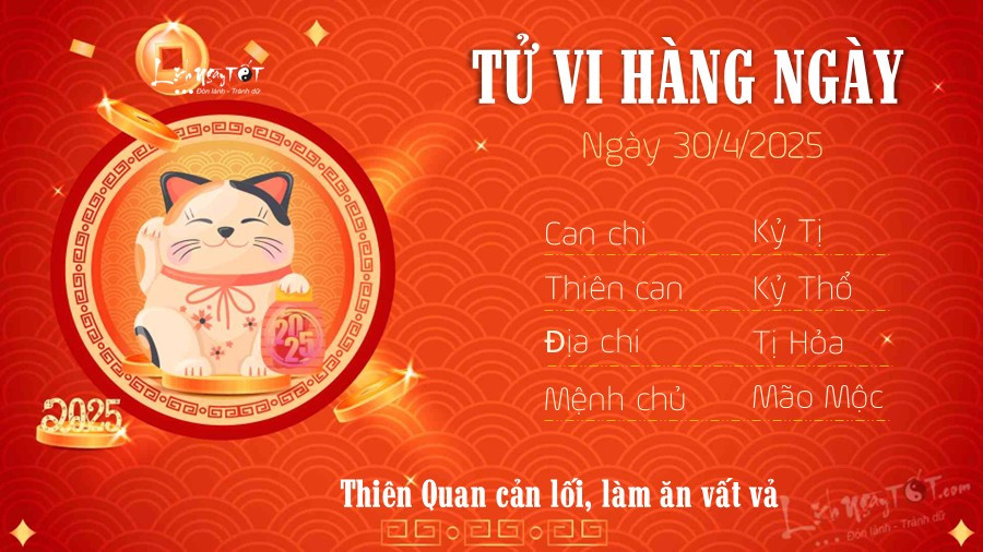 Tử vi ngày 30/4/2025 cho tuổi Mão