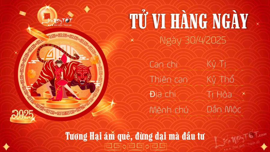 Tử vi ngày 30/4/2025 của người tuổi Dần