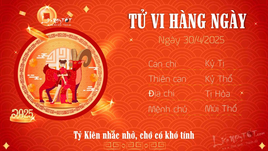 Tử vi ngày 30/4/2025 tuổi Mùi chi tiết
