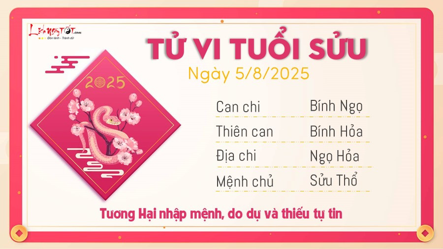 Tử vi ngày 5 tháng 8 năm 2025 tuổi Sửu cần sự cẩn trọng
