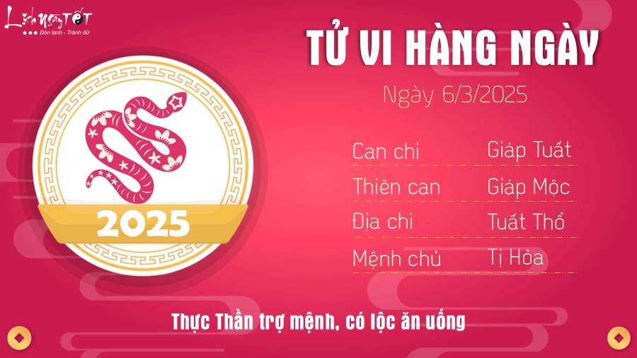 Tử vi ngày 6/3/2025 tuổi Tỵ: Tài lộc dồi dào, công việc hanh thông