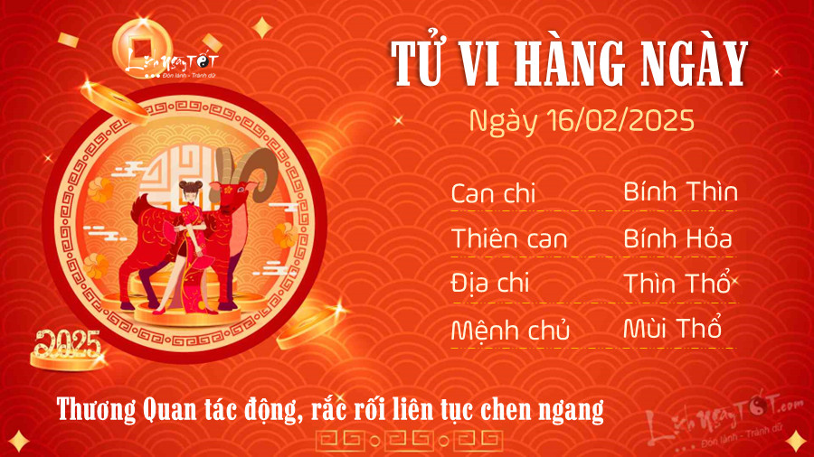 Tử vi tuổi Mùi ngày 16 tháng 2 năm 2025
