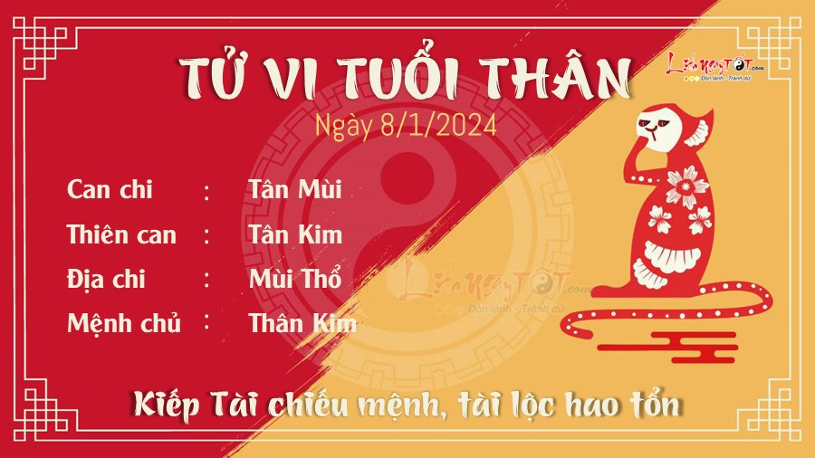 Tử vi tuổi Thân ngày 8 tháng 1