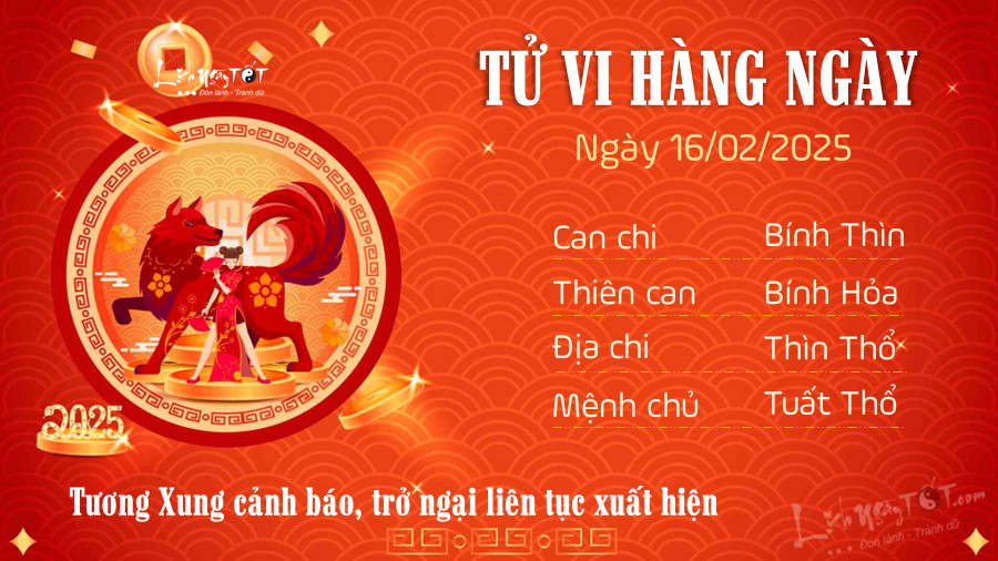 Tử vi tuổi Tuất ngày 16 tháng 2 năm 2025