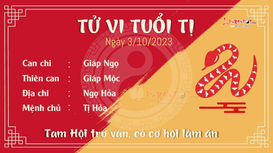 Tử vi tuổi Tỵ ngày 3 tháng 10 năm 2024: Cơ hội và may mắn