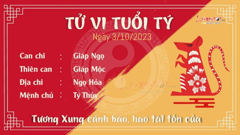 Tử vi tuổi Tý ngày 3 tháng 10 năm 2024 theo chiêm tinh con giáp