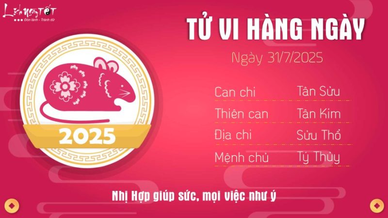 Tử vi tuổi Tý ngày 31 tháng 7 năm 2025