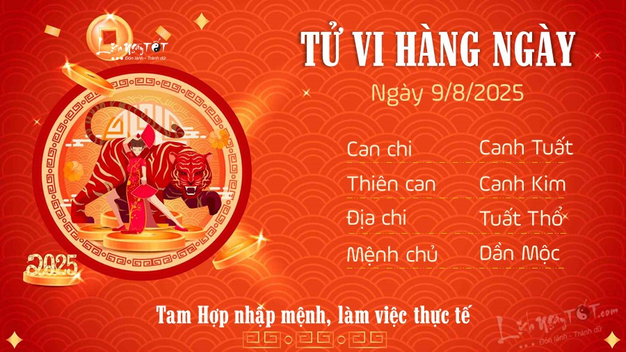 Tuổi Dần rực rỡ vận trình tình cảm và sự nghiệp ngày 9 tháng 8 năm 2025