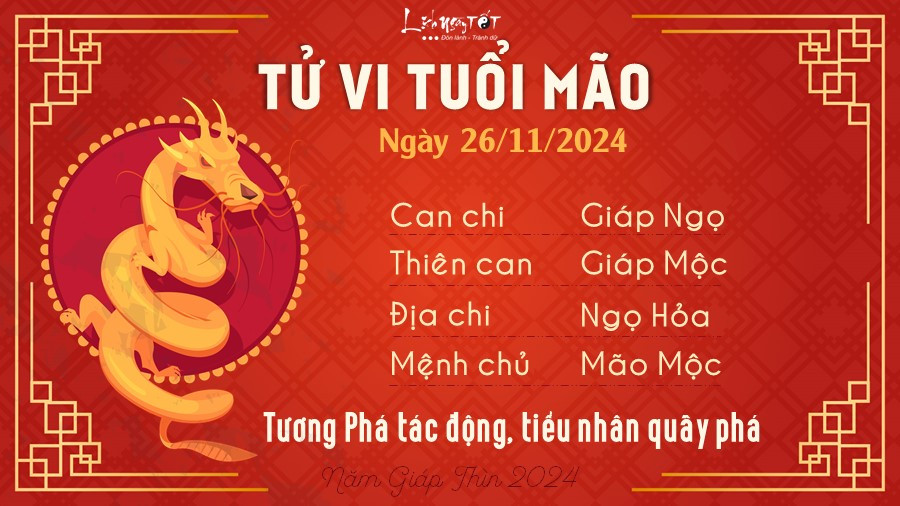 Tuổi Mão cần chú ý tiểu nhân quấy phá theo tử vi ngày 26 tháng 11 năm 2024