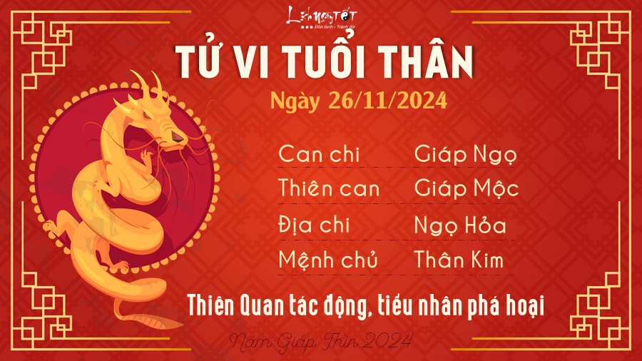 Tuổi Thân gặp khó khăn công việc tử vi ngày 26 tháng 11 năm 2024