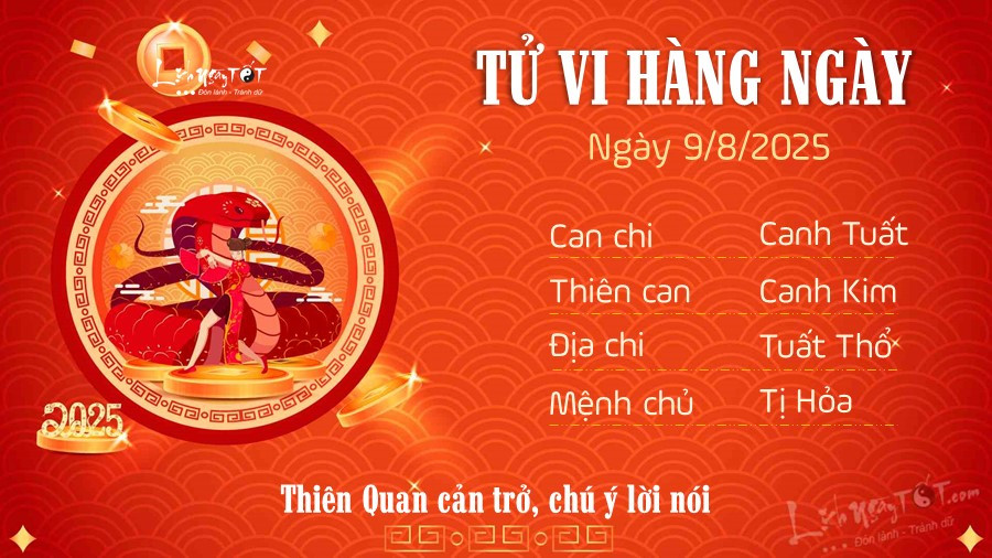 Tuổi Tỵ cần cẩn trọng trong lời nói và tài chính ngày 9 tháng 8 năm 2025