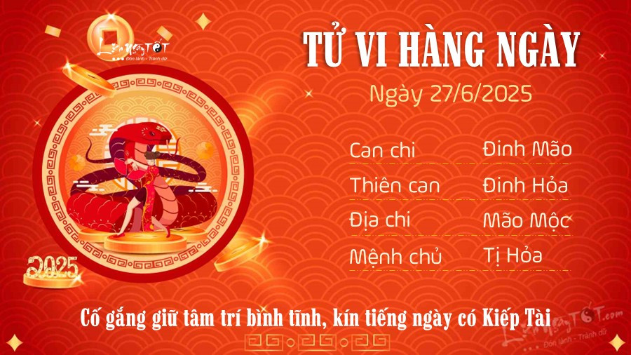 Vận hạn tuổi Tỵ ngày 27 tháng 6 năm 2025