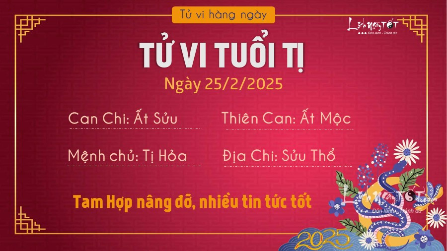 Vận trình tuổi Tỵ ngày 25 tháng 2 năm 2025