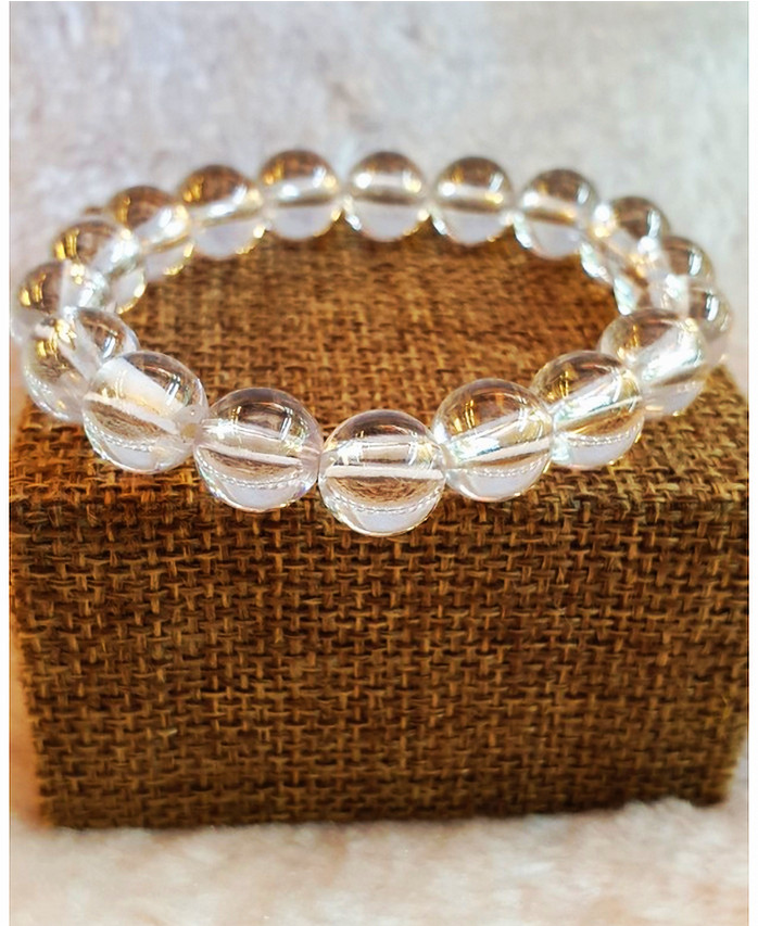 Vòng tay làm từ đá Topaz trắng trong suốt, hạt 12mm, phù hợp cho phái nữ tuổi Quý Hợi