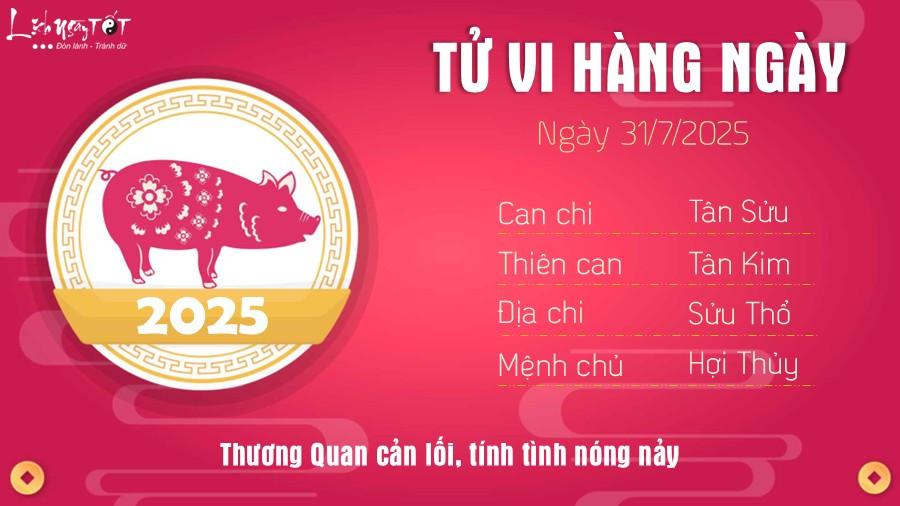 Xem tử vi tuổi Hợi ngày 31/7/2025