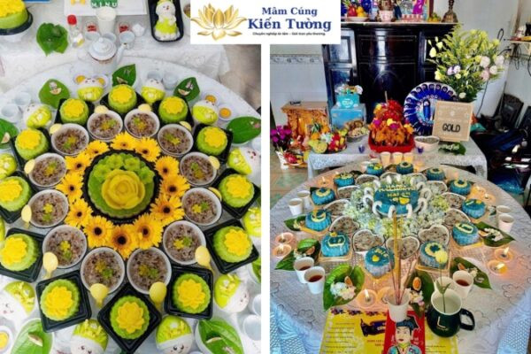 Xôi chè và các lễ vật cúng căn đặc trưng trong mâm cúng cho bé trai 12 tuổi